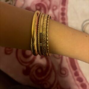 Gold Stacked Bangle Bracelet Set for Women
